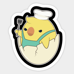 Chick as Cook with Chef's hat & Spatula Sticker